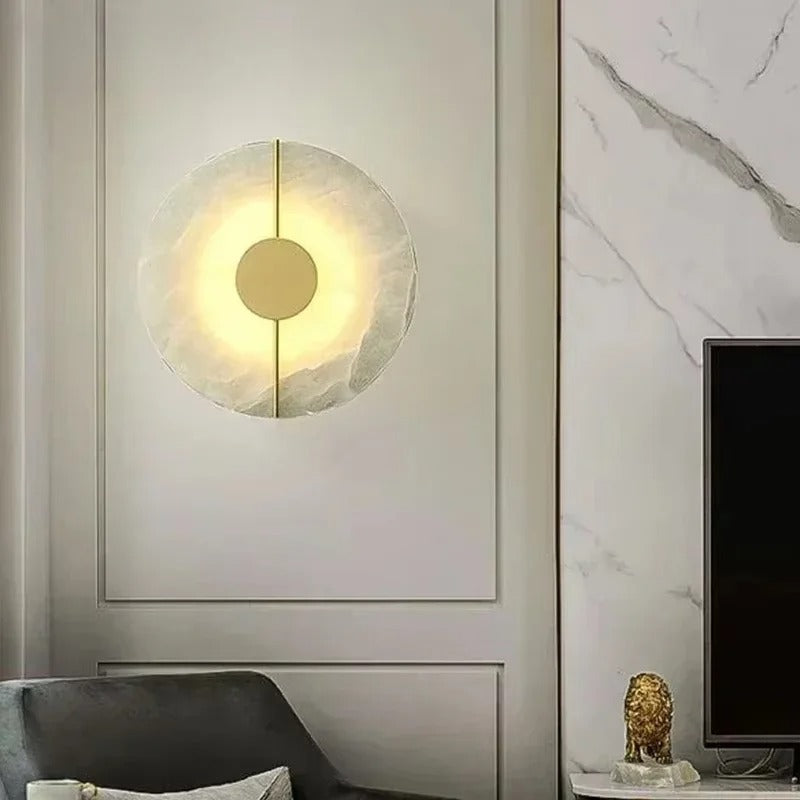 Elegante Wandleuchte Dischma 9223 aus Marmor und Kupfer