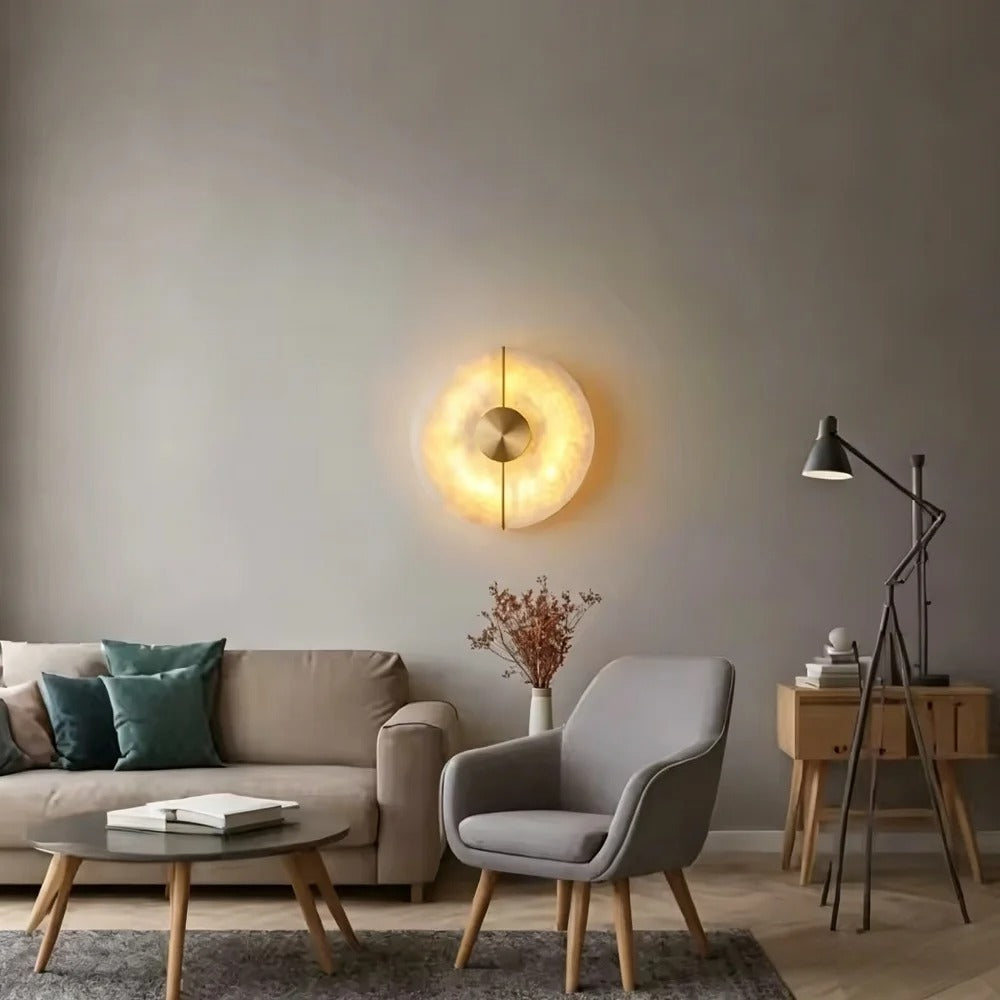 Elegante Wandleuchte Dischma 9223 aus Marmor und Kupfer