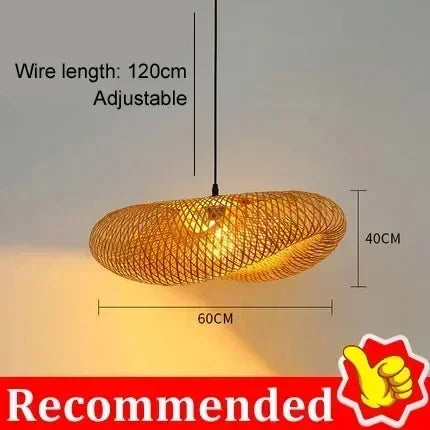 Vintage-Pendelleuchte Breil 7064 aus Bambus und Rattan