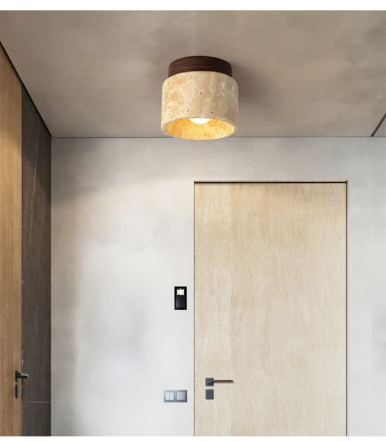 Japandi-Deckenleuchte Strela 2999 aus Naturstein und Holz – Ansicht 6 – Davos & Co.