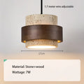 Vintage-Pendelleuchte Bugnei 7523 aus Naturstein und Nussbaumholz