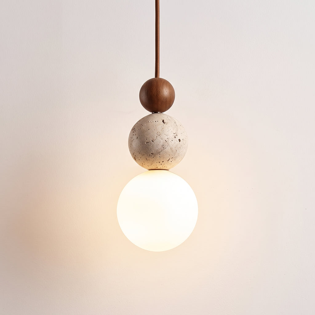 Pendelleuchte Jatzhorn 9296 aus Travertin und Holz