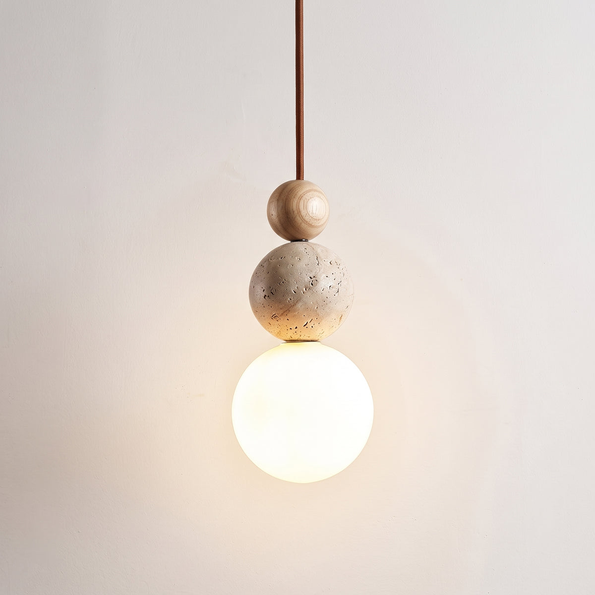 Pendelleuchte Jatzhorn 9296 aus Travertin und Holz