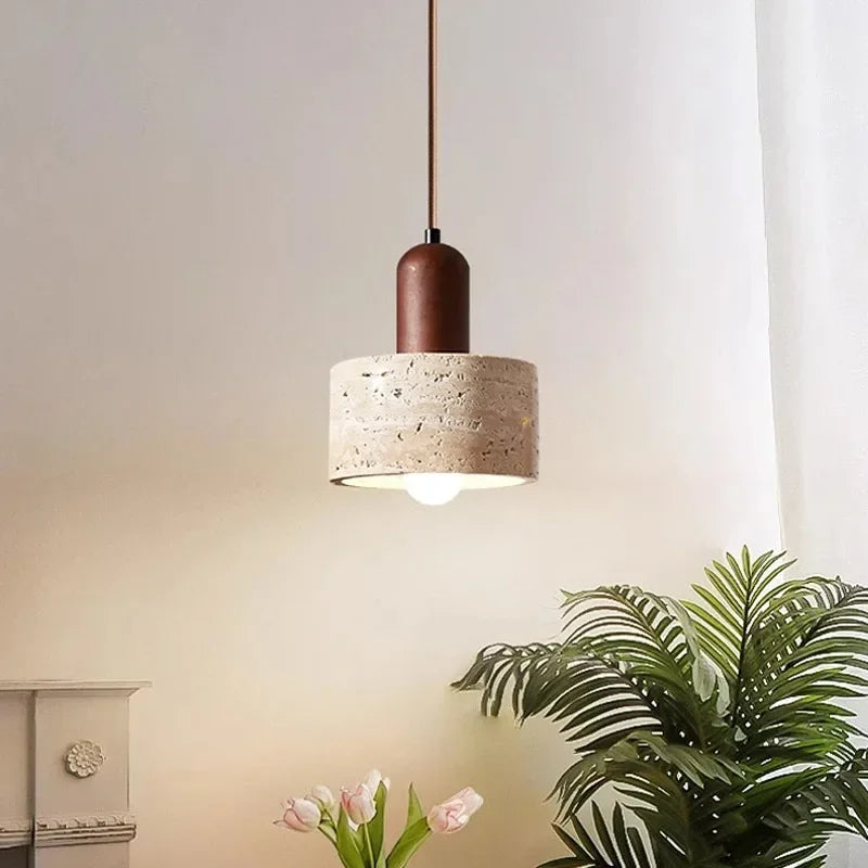 Wabi-Sabi-Pendelleuchte Bonaduz 7587 aus Travertin und Marmor – Davos & Co.