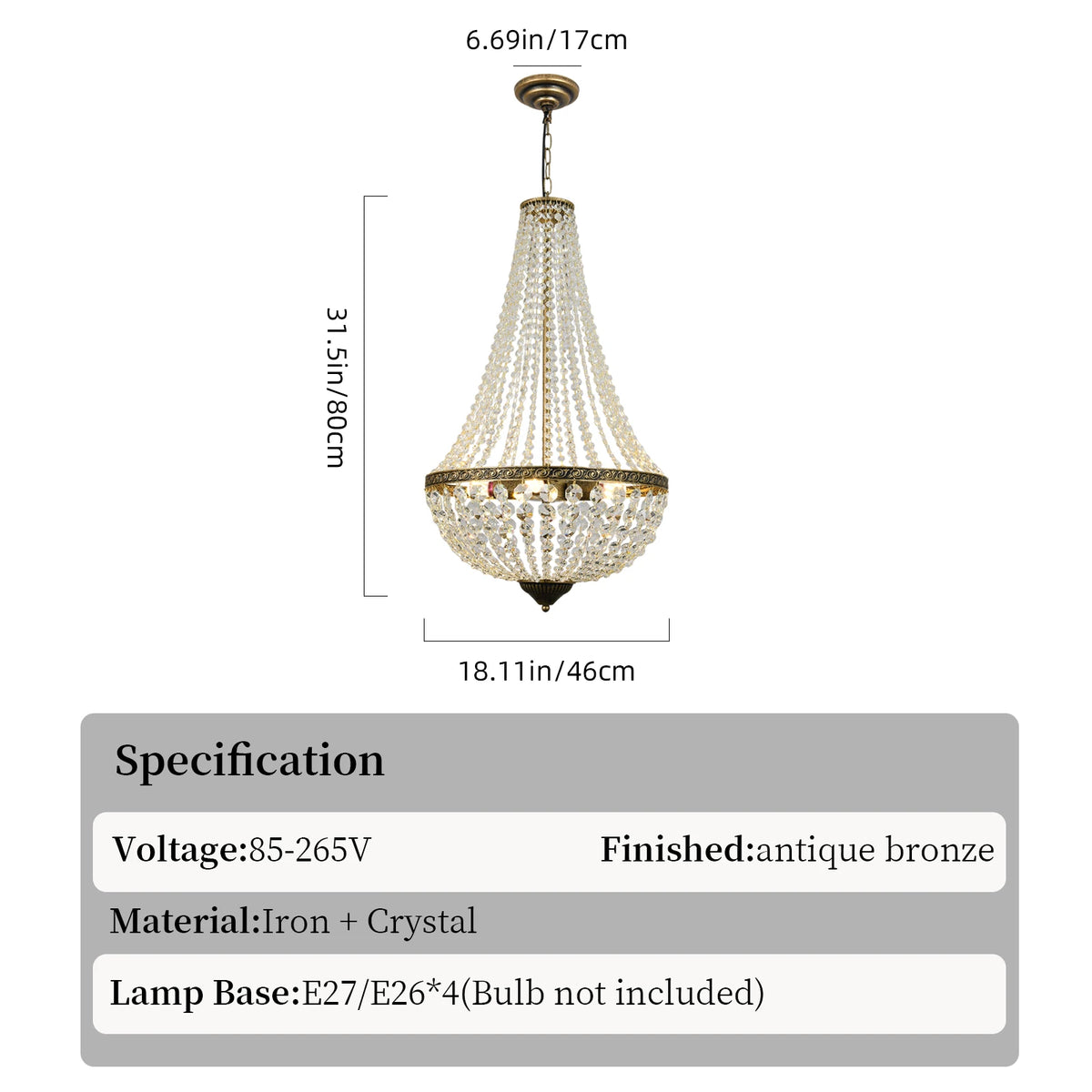 Skandinavische Pendelleuchte Schatzalp 3455 aus Kristall