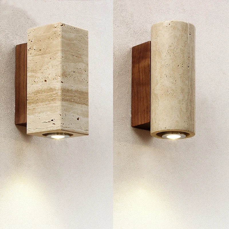 Wabi-Sabi-Wandleuchte Trimmis 1800 aus Travertin und Marmor – Ansicht 3 – Davos & Co.